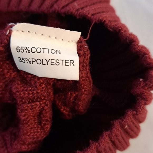 Zaitun Men's Hooded Sweatshirt Sweater Pullover Solid Knitted Maroon Size Large - Picture 11 of 15